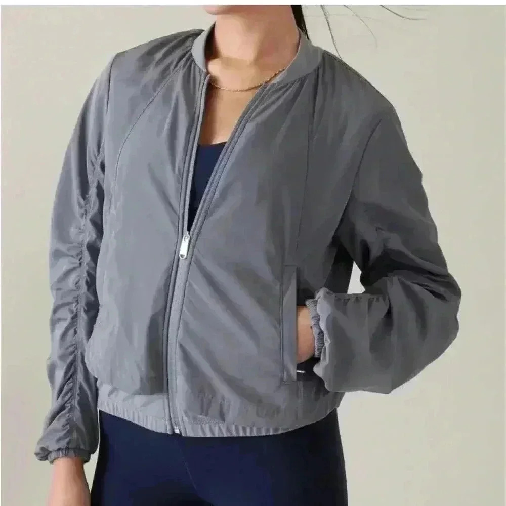 Athleta Wayfarer Blouson Bomber Jacket Size XXS, Blue,Waterproof,Athleisure,EUC